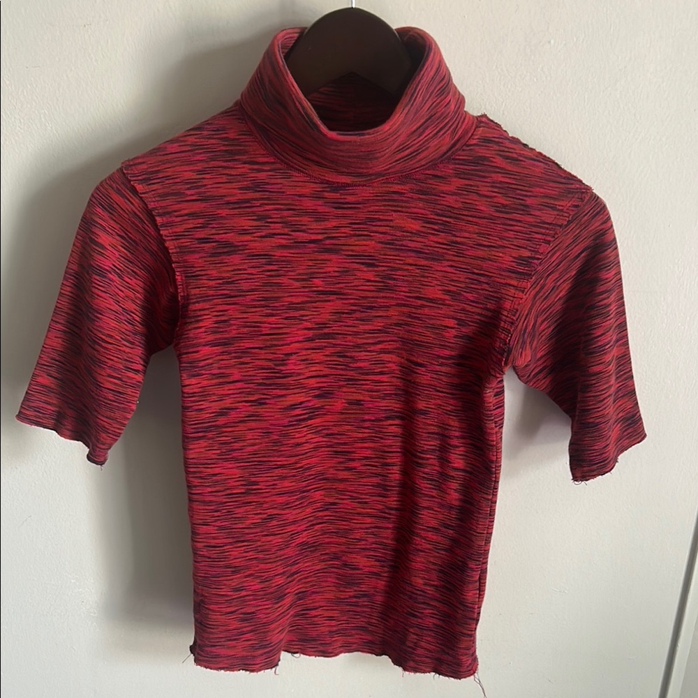 Free People Womens Red Sunshine Space Dye Elbow Sleeves Turtleneck Top - Picture 10 of 10